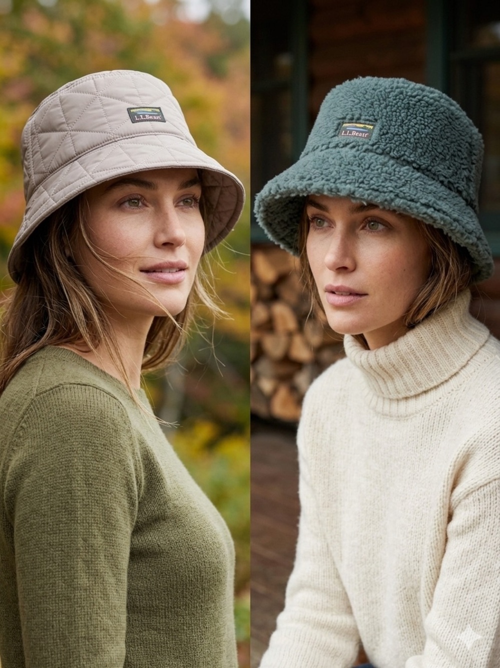 New L.L. Bean Reversible Sherpa & Quilted Puffer Bucket Hat Outdoor Weather S
